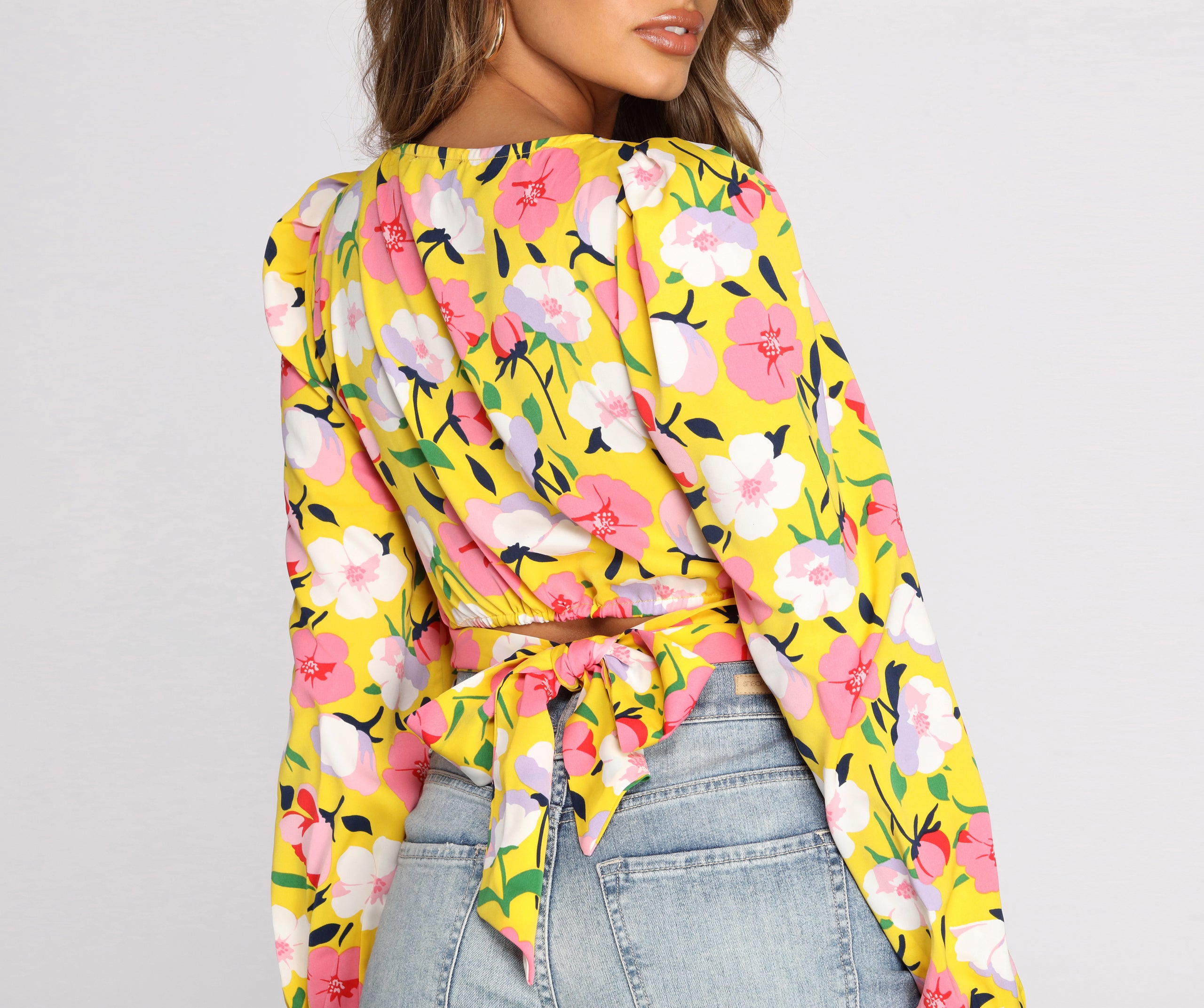 Flashy Florals Cut Out Crop Top