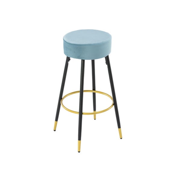 30.11 in. Set of 2 Metal Frame Bar Stool with Velvet Seat