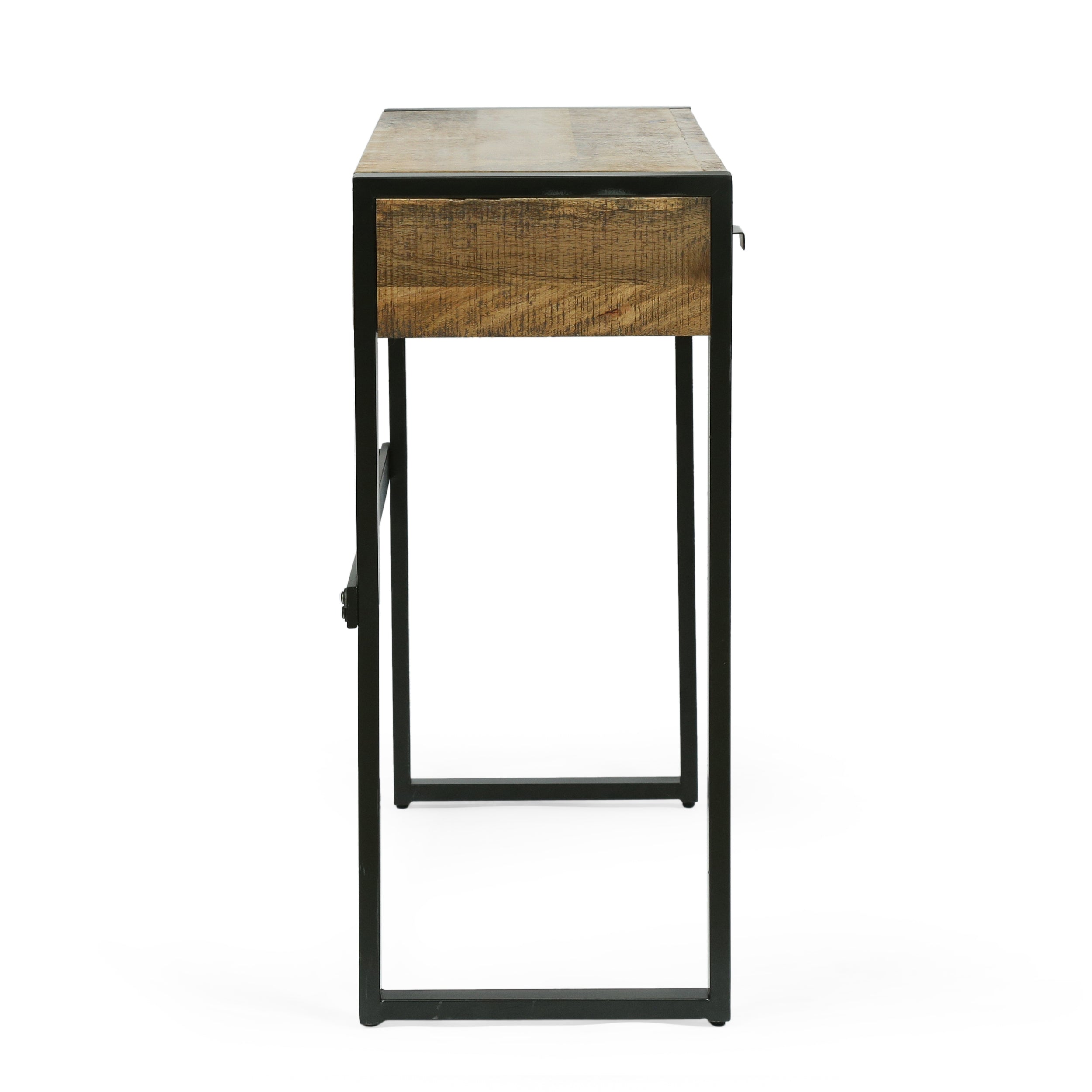 Jarvi Modern Industrial Handcrafted Mango Wood Desk with Drawers, Natural and Black