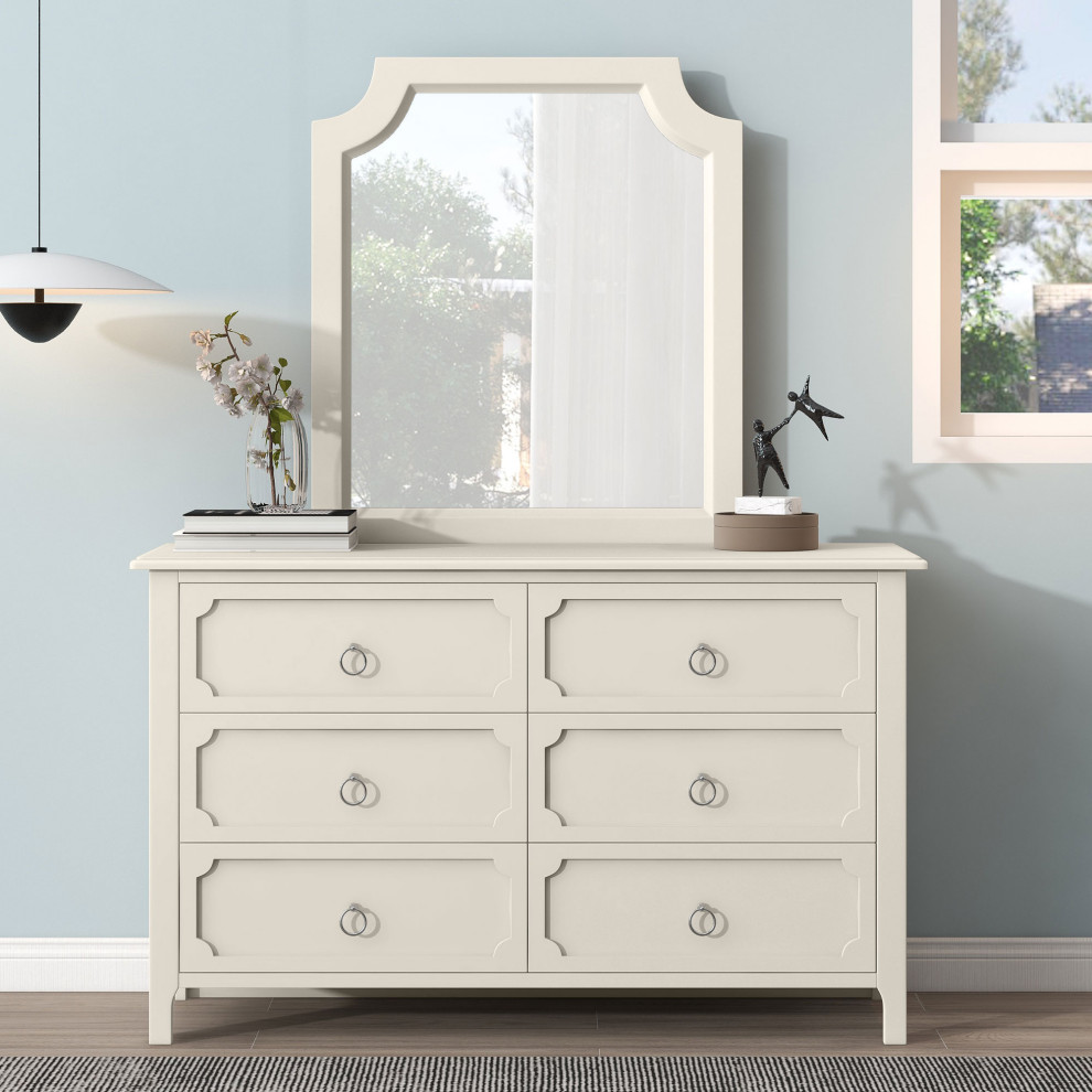 Gewnee Milky White Rubber Wooden Dresser Six Large Drawers   Modern   Accent Chests And Cabinets   by GEWNEE INC  Houzz