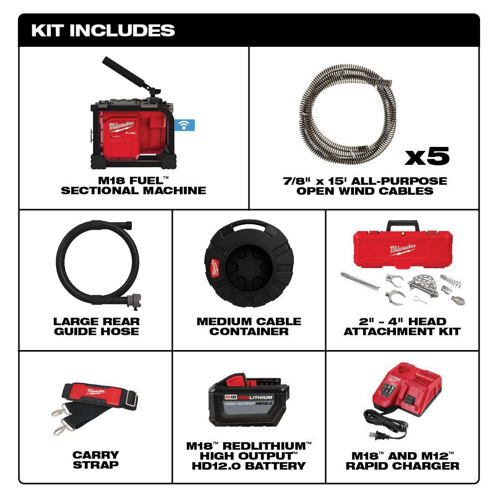 Milwaukee M18 FUEL Sectional Machine with 7/8 In. Cable 2818A-21 from Milwaukee