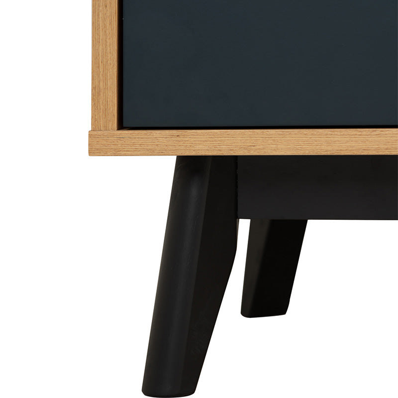 CASTOR Entertainment TV Unit 180cm - Natural, Navy Blue & Black