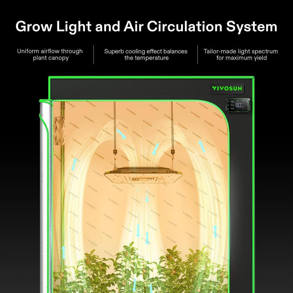 VIVOSUN AeroLight 13 in. 100-Watt LED Grow Light with an Integrated Circulation Fan and 301B Diodes Warm White wal-VSA-100