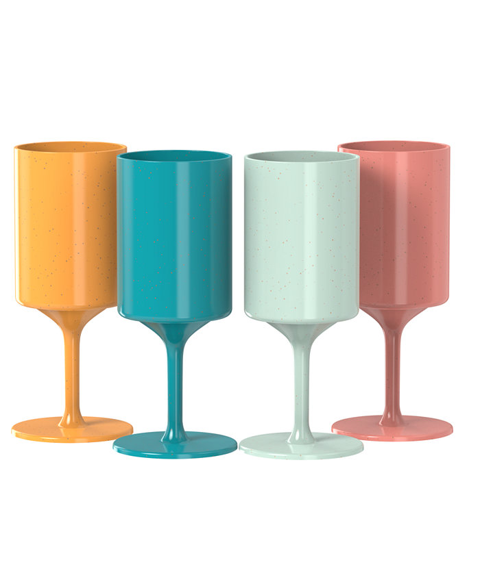 Knork Eco Party Cup Multi Colored Outdoor Wine Glass Set 4 Piece