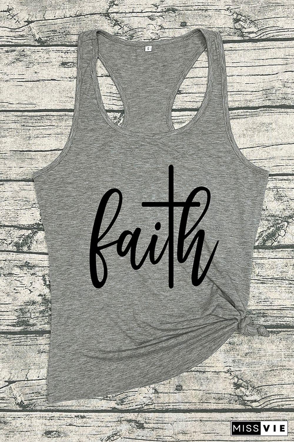 Faith Printed Sleeveless Tank Top Wholesale