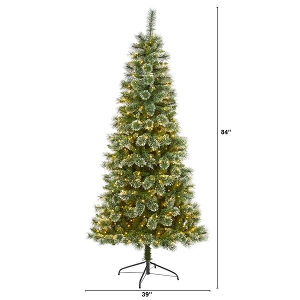 7' Wisconsin Slim Snow Tip Pine Christmas Tree with 400 Clear Lights