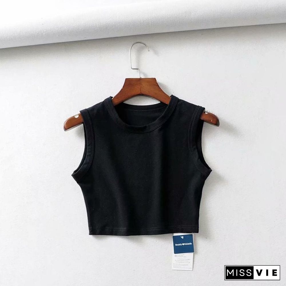 Summer Vintage White Crop Tops Women Biker Black Punk Sexy Tank Top Korean Streetwear Cropped Sleeveless Top Feminino