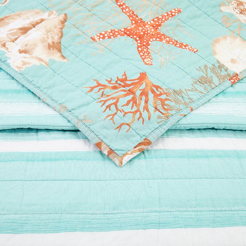 Modern Heirloom Starfish and Shells Quilt Set and Shams