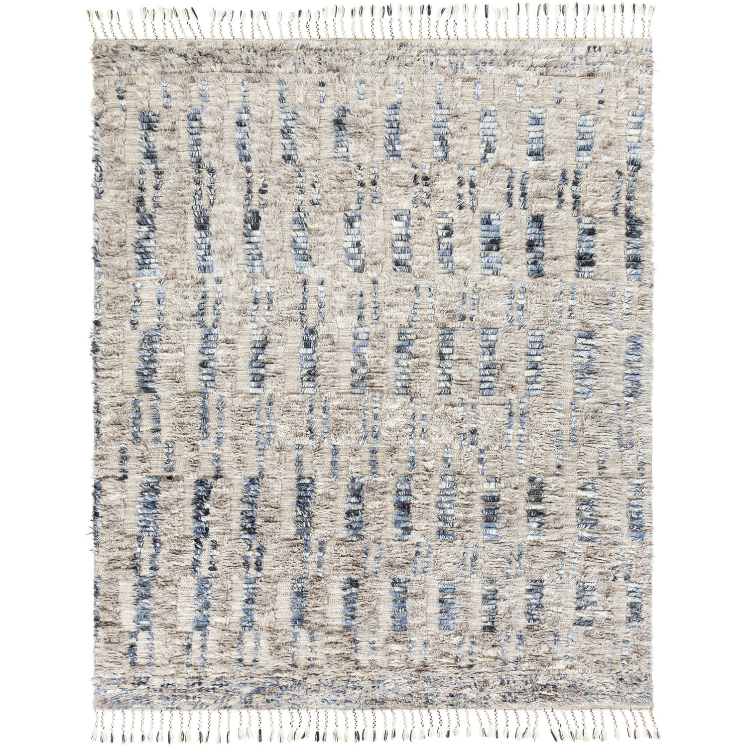 Sahara Hand Knotted Rug in Taupe, Cream, Medium Gray, Dark Brown, Navy, Denim