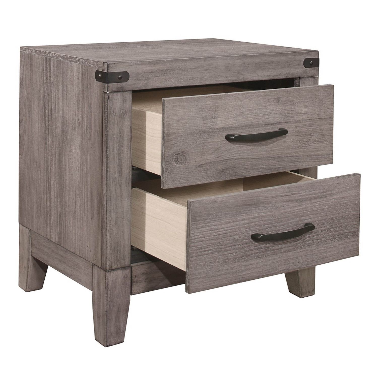 Lexicon Nightstand - Gray With Black Nickel Tone Bar Pulls