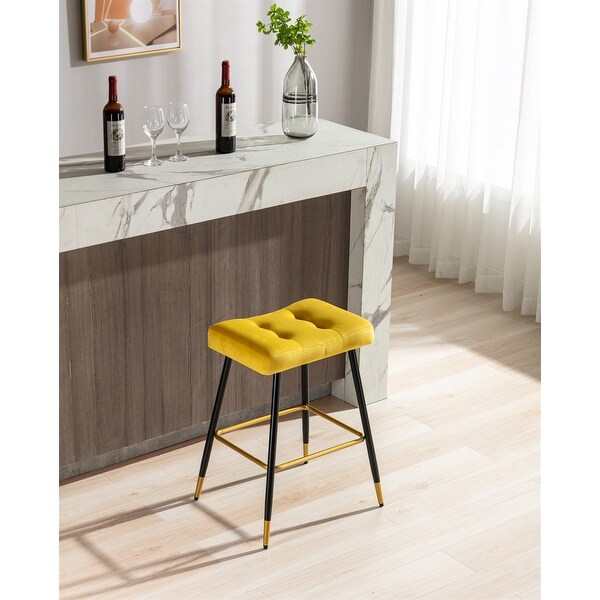 Vintage Stool No Backless Counter Height， Metal Frame is Sturdy and Stable，Sponge Foam Seat Cushion for Bar and Restaurant