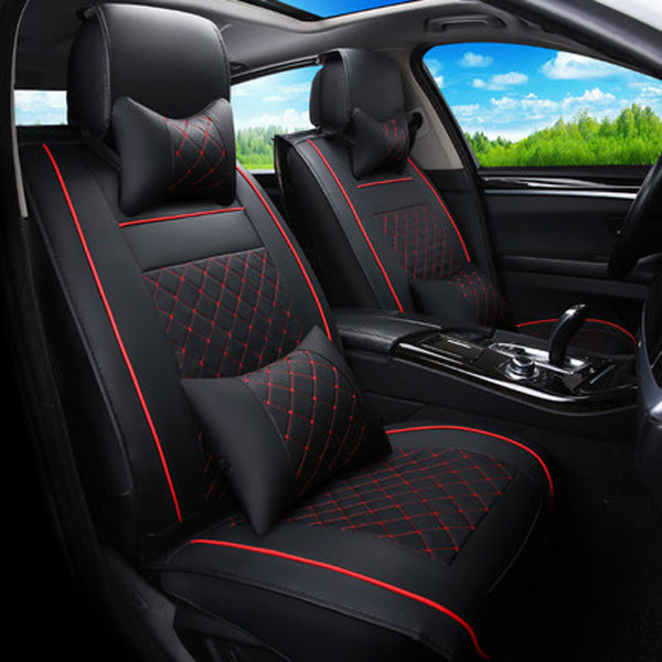 5 Seats Durable Waterproof Wear-Resistant Classic Business Style Plaid with Trims Design Universal Fit Set for Cars SUV from Beddinginn