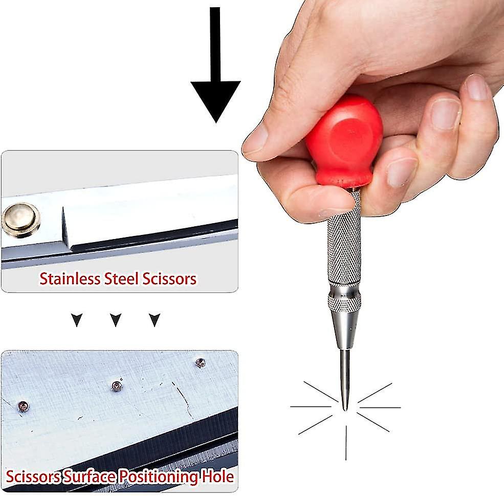 Botao Automatic Center Punch Adjustable Spring Loaded Center Hole Punch Tool For Metal Wood Plastic(2pcs)