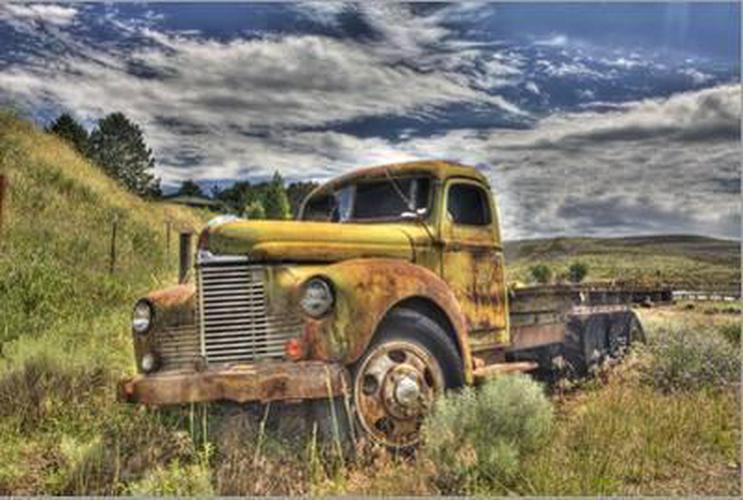 USA， Washington State， Palouse Old Truck Abandoned in Field， Stretched Canvas Wall Art by Terry Eggers Sold by Art.Com