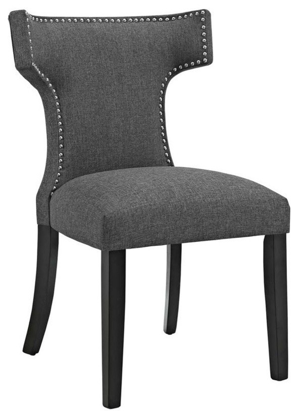 Hawthorne Collection Fabric Upholstered Dining Side Chair in Gray   Transitional   Dining Chairs   by Homesquare  Houzz