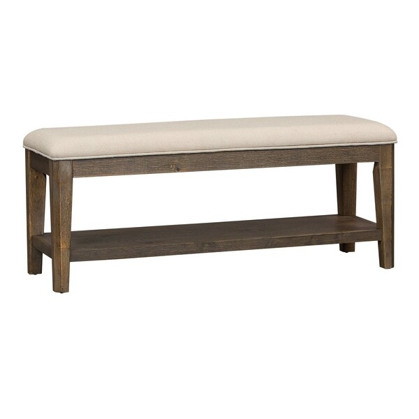 Copper Grove Artisan Prairie Wirebrushed Oak Upholstered Bench