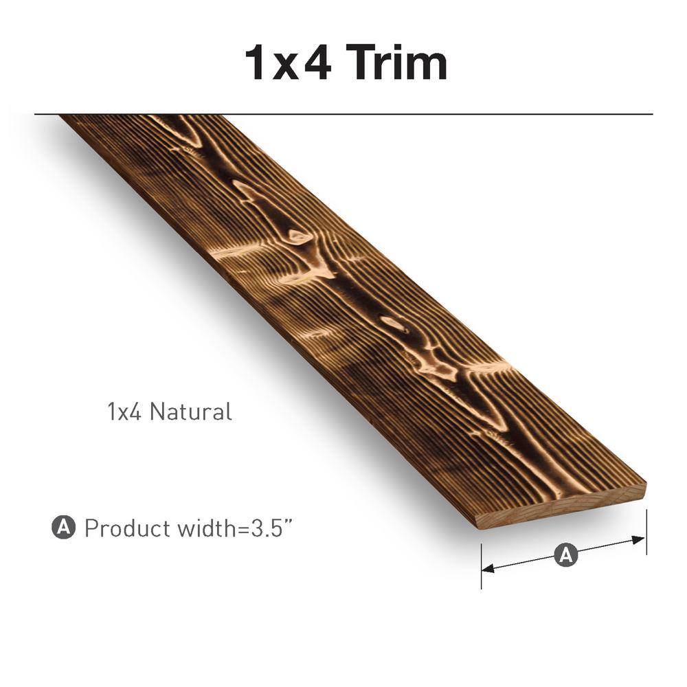 UFP-Edge 1 in. x 4 in. x 8 ft. Charred Wood Natural Pine Trim Board (2-Pack) 291255