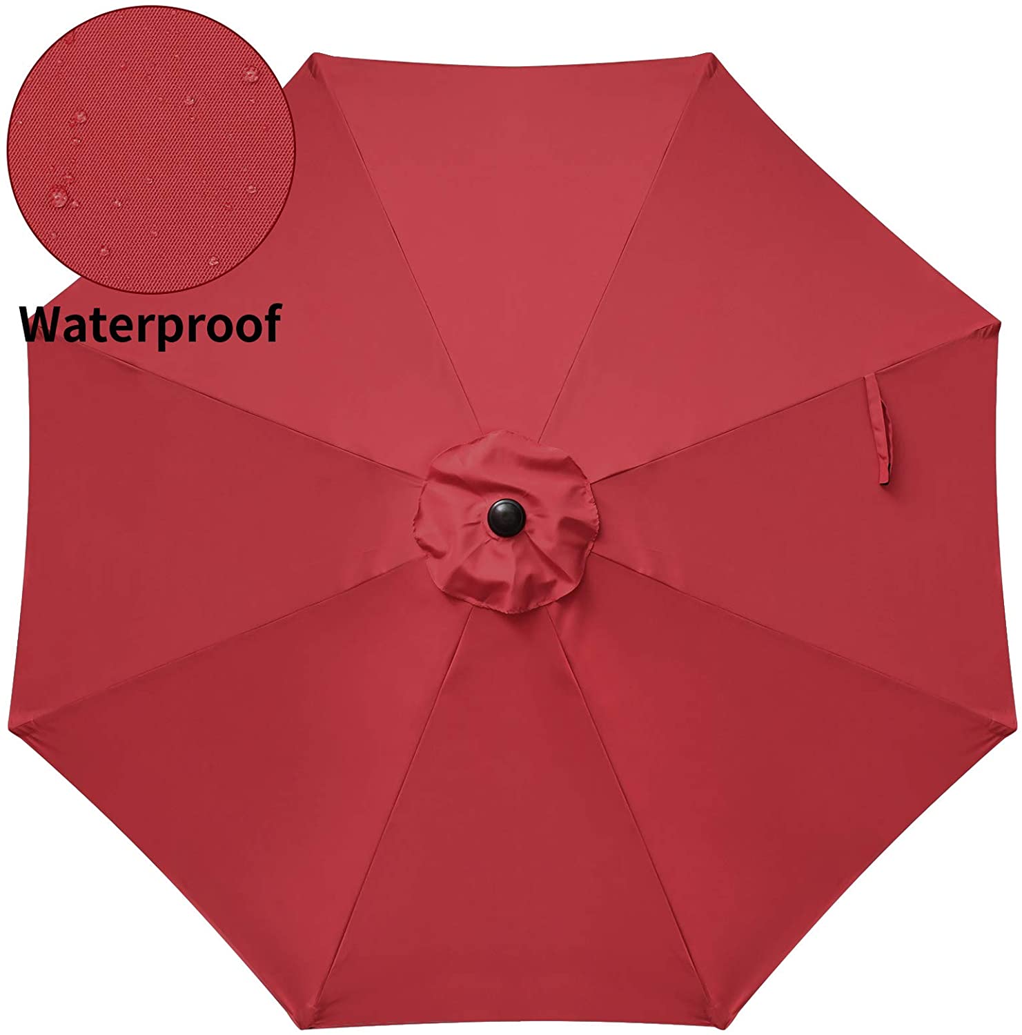 Simple Deluxe 9ft Outdoor Market Table Patio Umbrella with Button Tilt and 8 Sturdy Ribs, Red