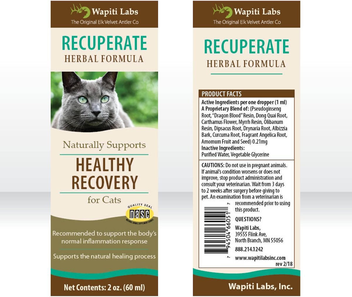 Wapiti Labs Recuperate Formula for Healthy Recovery Cat Supplement