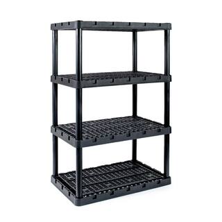 GRACIOUS LIVING Black 24 in. x 56.25 in. x 36 in. Knect-A-Shelf 3-Tier Plastic Light Duty Interlocking Storage Shelving Unit 91085-1C