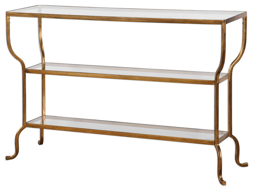 Deline Gold Console Table   Contemporary   Console Tables   by Ownax  Houzz