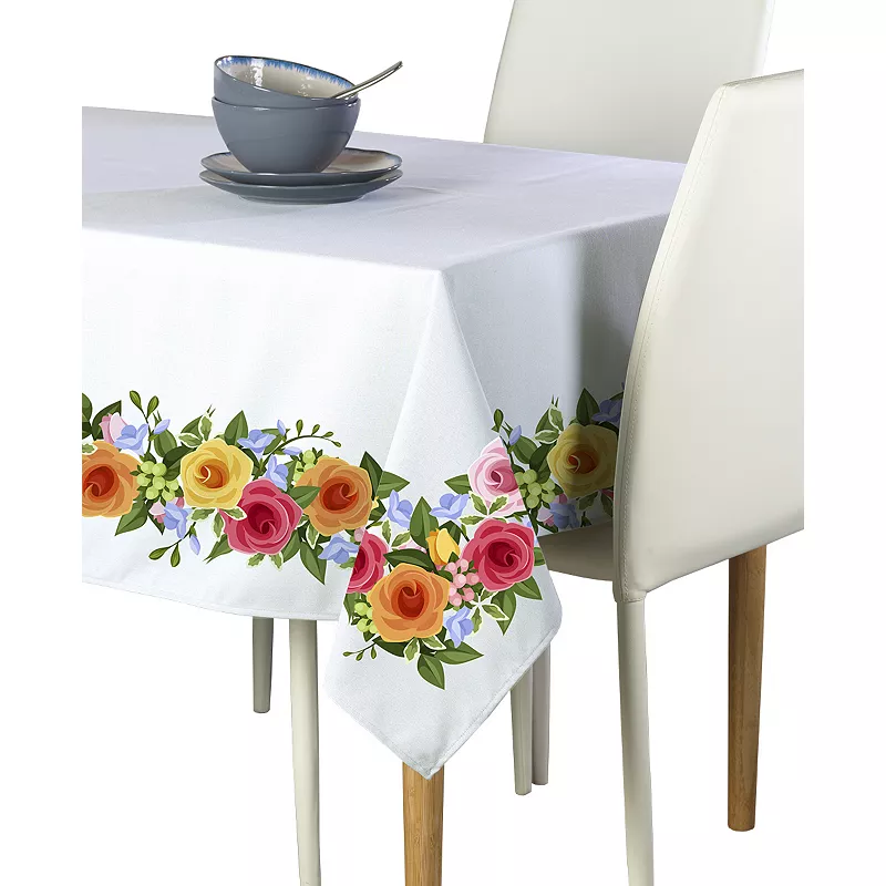 Square Tablecloth， 100% Polyester， 60x60， Rose Garden Garland