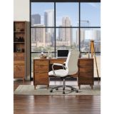 Modern Comfort Winsley Bonded Leather Mid-Back Manager's Chair， White/Silver， BIFMA Certified