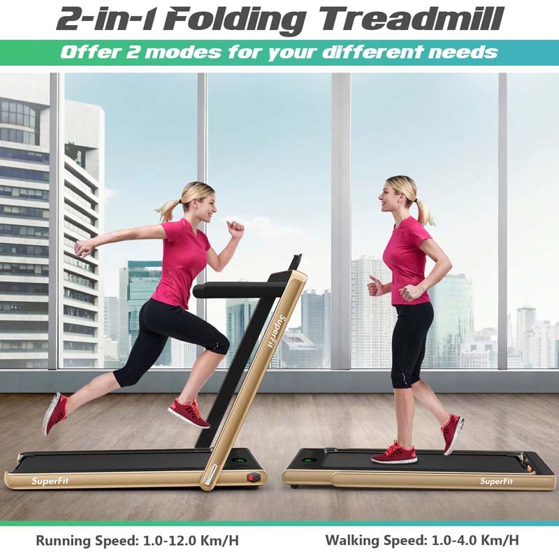 2 in 1 Folding Electric Treadmill for Home Gym, 2.25HP Under Desk Treadmill, Portable Walking Running Machine with Bluetooth Speaker