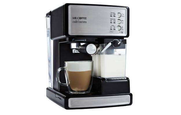 Mr Coffee Programmable Espresso Cappuccino Coffee Maker With Automatic Milk Frother And 15 bar Pump Stainless Steel Black