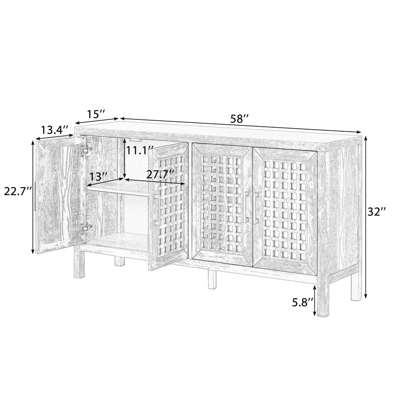 Mirrored Buffet Sideboard Accent Entryway Kitchen Storage Cabinet