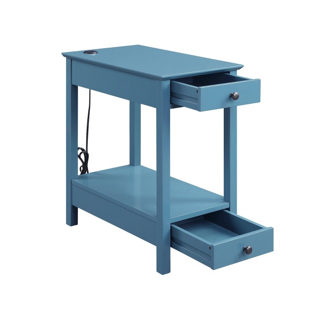 Byzad Side Table With Usb Charging Dock Teal Acme Furniture