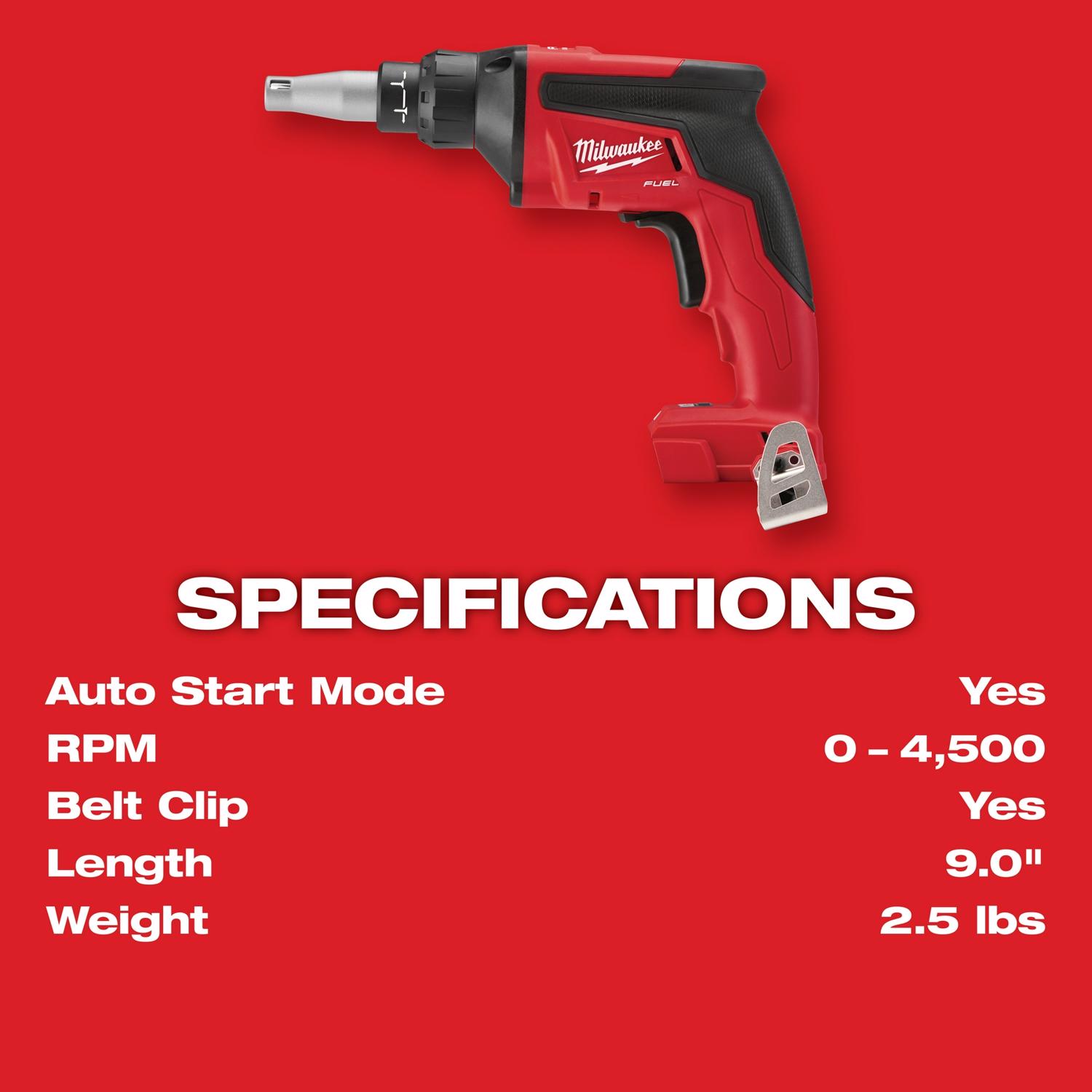 MW M18 Fuel 18 V Brushless Cordless Drywall Screw Gun Tool Only