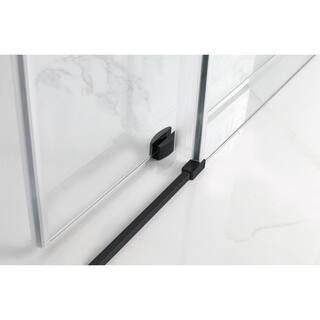 Aston Coraline XL 56 in. - 60 in. x 34 in. x 80 in. Frameless Corner Sliding Shower Enclosure Clear Glass in Matte Black Left SEN984EZ.UC-MB-603480-L