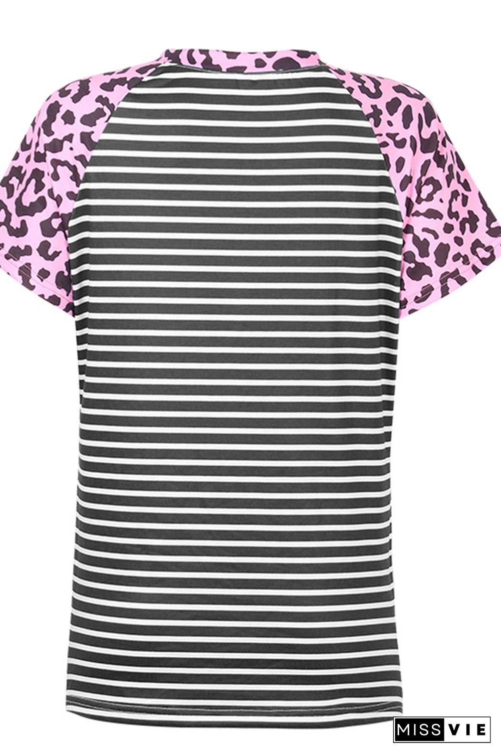 Leopard Stripe Splicing O-neck Tee