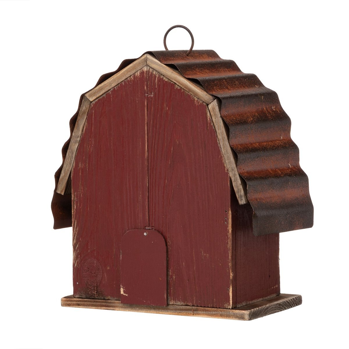 Glitzhome Wood Barn Garden Birdhouse， Red