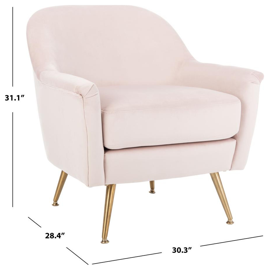 Brienne Mid Century Arm Chair  Blush Pink/Brass   Midcentury   Armchairs And Accent Chairs   by BisonOffice  Houzz