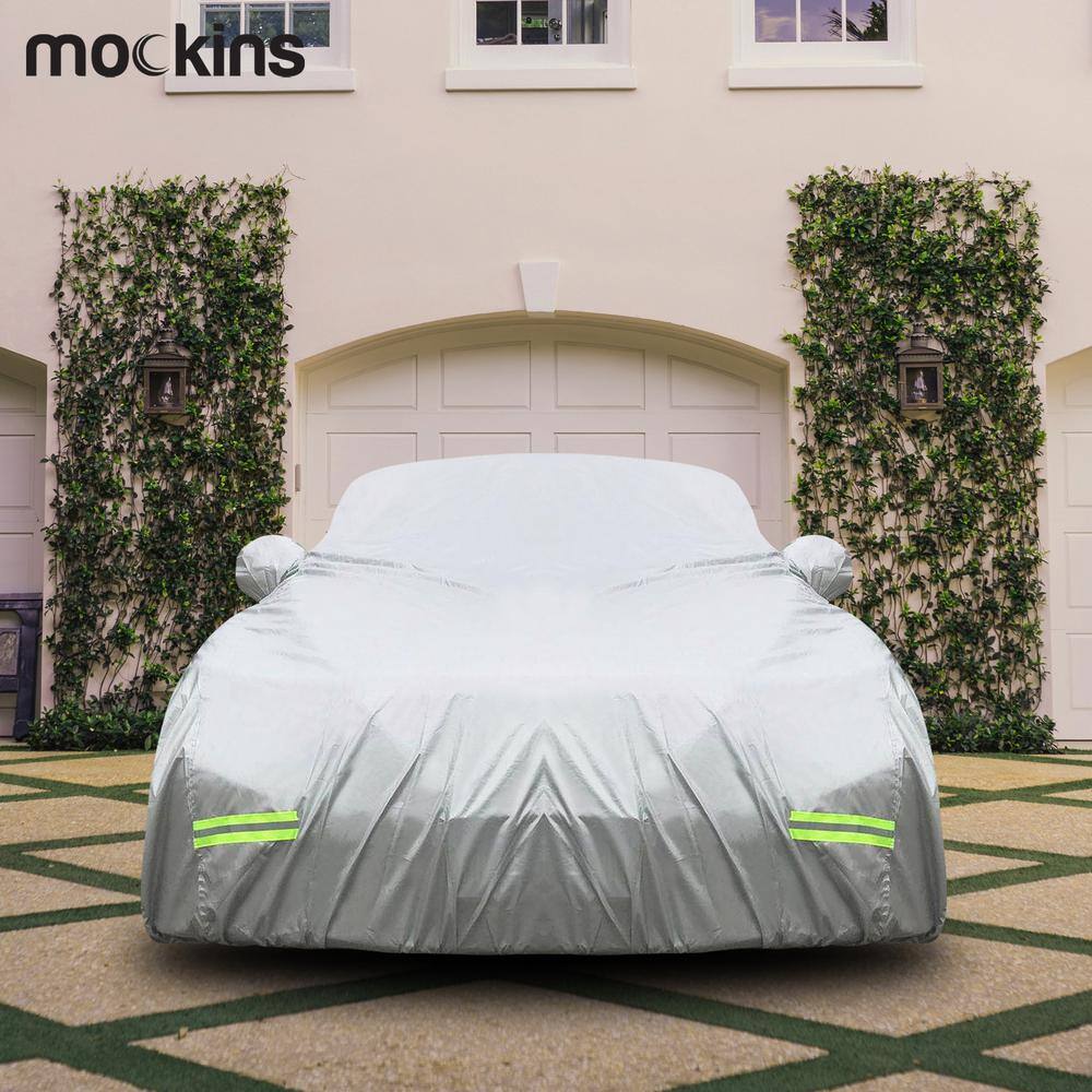 Mockins 190 in. x 75 in. x 60 in. Heavy-Duty 190T Silver Polyester Waterproof Car Cover MA-47