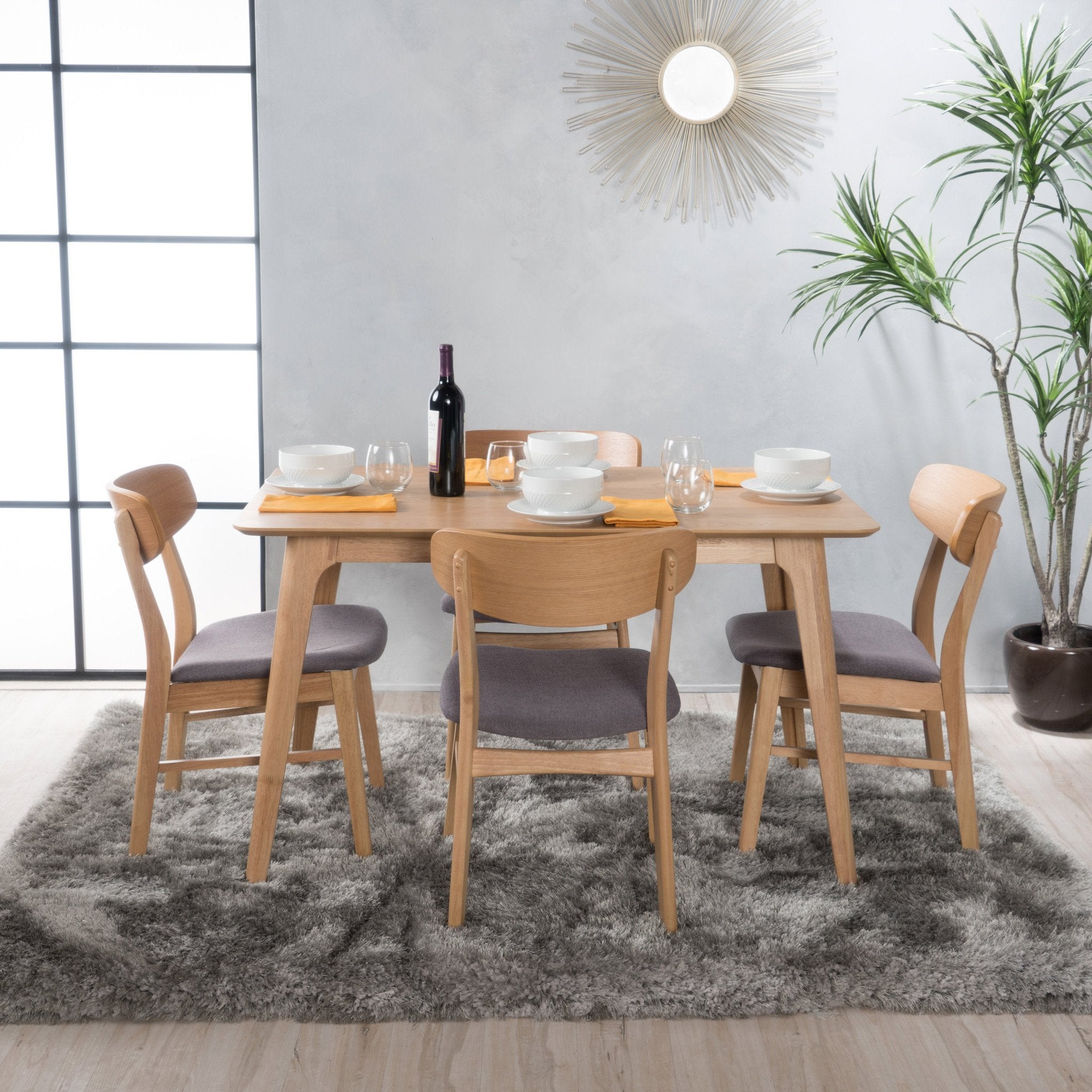 Iriat Mid-Century Modern 5 Piece Dining Set