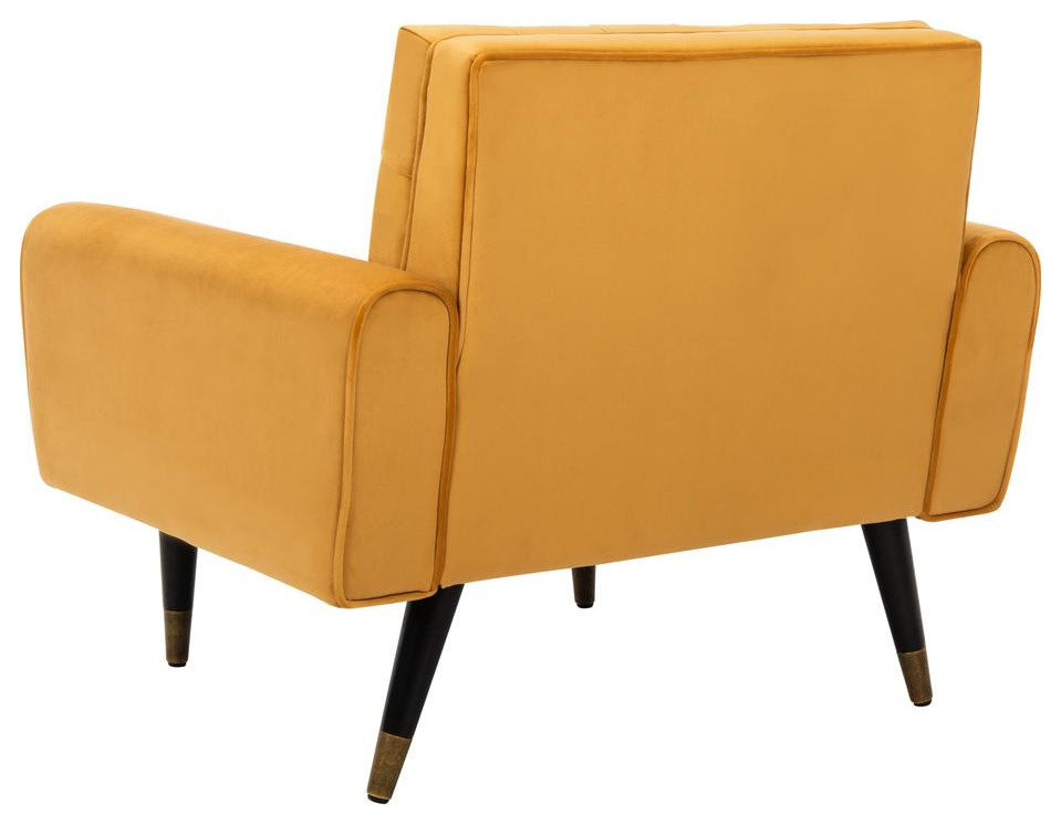 Amaris Tufted Accent Chair  Marigold/Black/Brass   Midcentury   Armchairs And Accent Chairs   by BisonOffice  Houzz