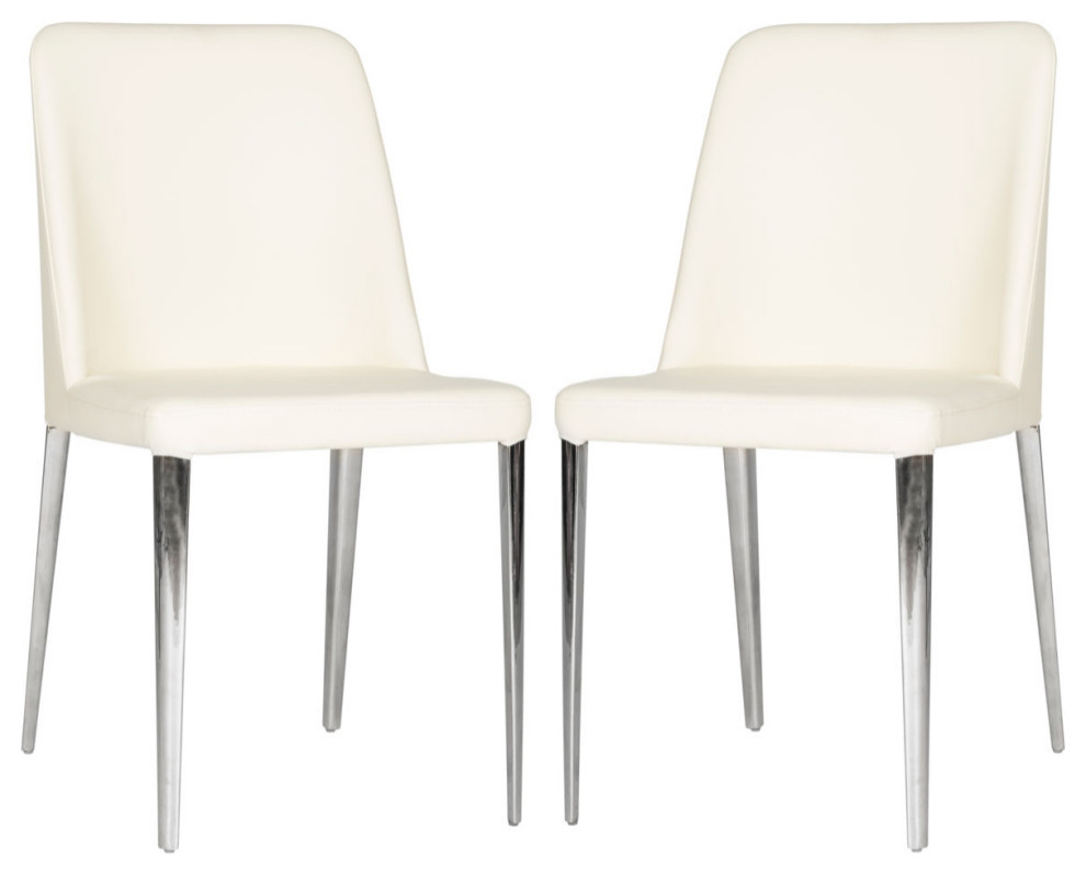 Ezran 18 quotH Leather Side Chair  Set of 2  Buttercream   Midcentury   Dining Chairs   by V.S.D Furniture  Houzz