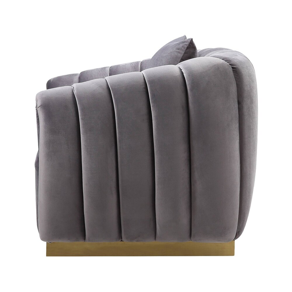 ACME Elchanon Sofa with 2 Pillows in Gray and Gold