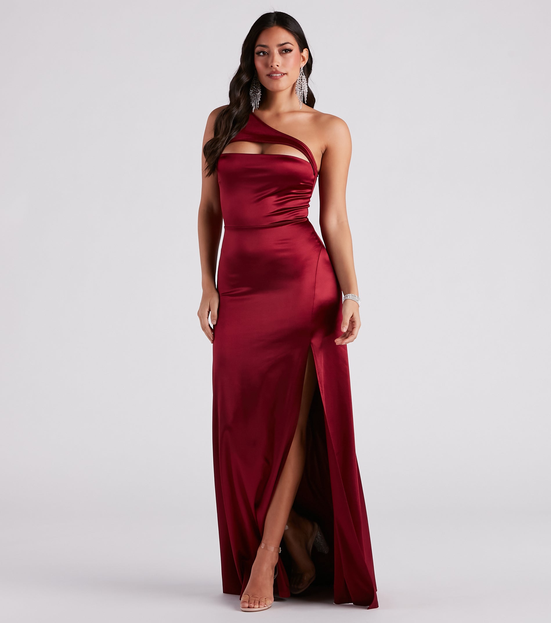 Skyla Formal Satin One Shoulder A-Line Dress