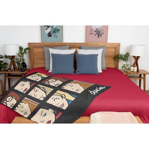 Mtv Daria Character Faces Plush Fleece Throw Blanket Wall Scroll Multicoloured