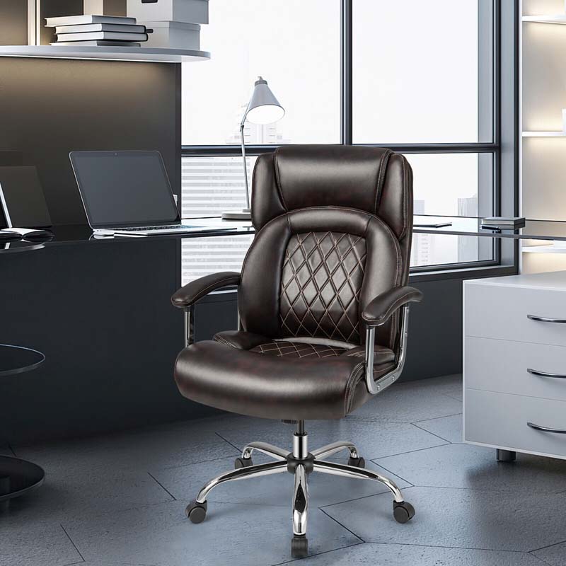 500 LBS Big & Tall Office Chair, Extra Wide Seat Leather Executive Chair, Height Adjustable Swivel Computer Desk Chair