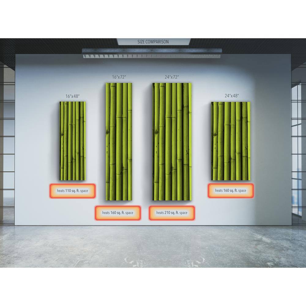 Heat Storm Glass Heater 750-Watt Radiant Wall Hanging Decorative Glass Heat Panel - Bamboo HS-2448-V7