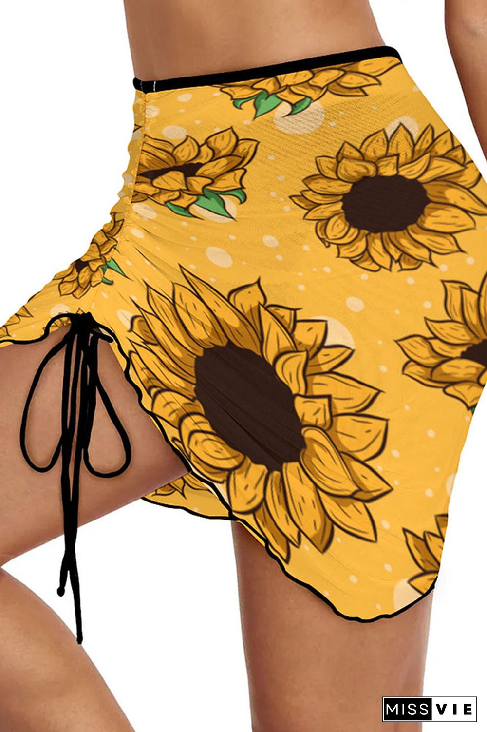 Sunflower Print Beach Skirt Dress