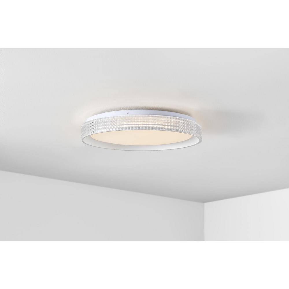 Hampton Bay Mitchell 23-Watt White Integrated LED Flush Mount with Acrylic Shade HD8443A