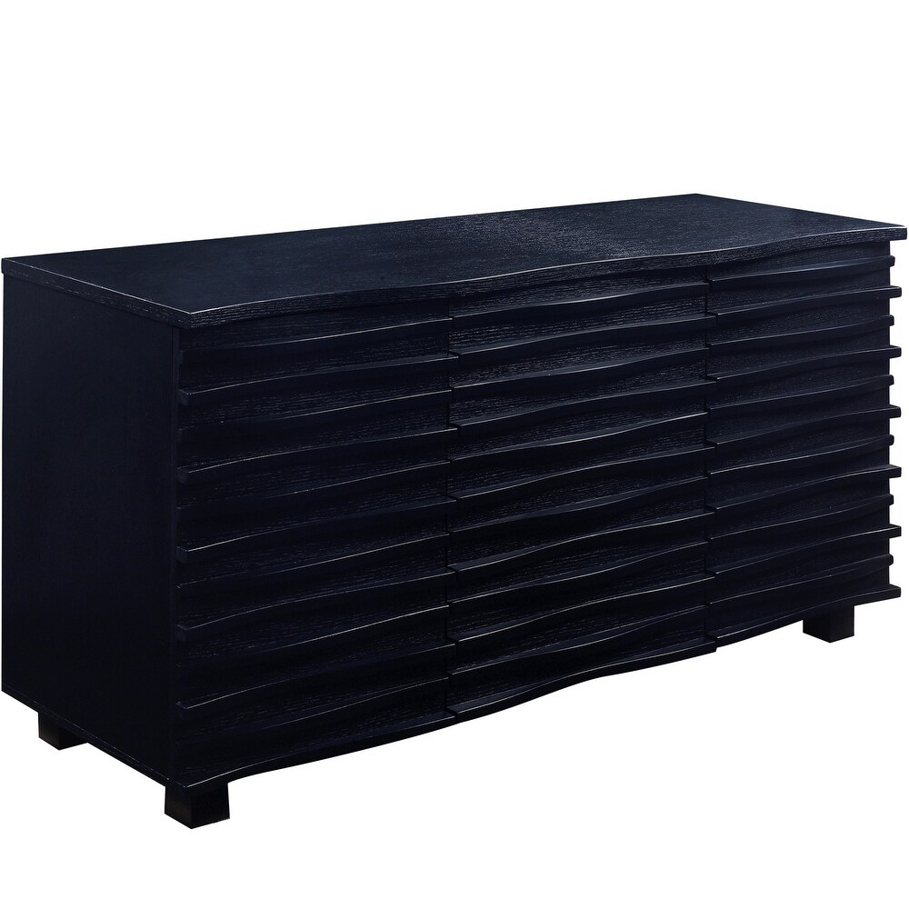 Modern Black Wave Design Storage Buffet Server