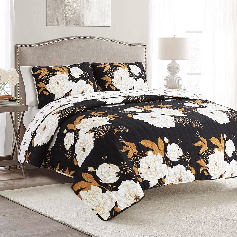 Lush Decor Zinnia Floral Quilt Set