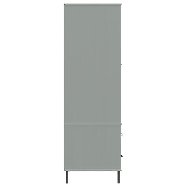 vidaXL Solid Wood Pine Wardrobe with Metal Legs OSLO Armoire Multi Colors - 35.4